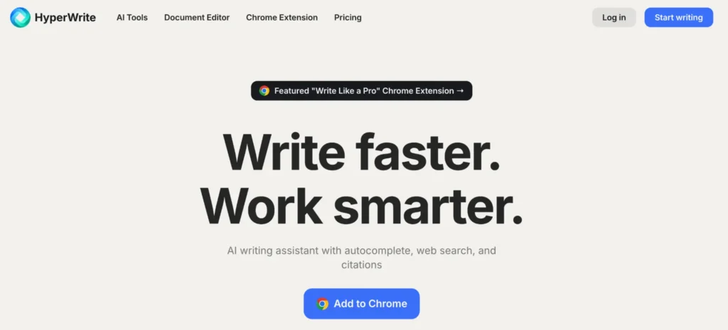 HyperWrite- Best for Sentence-by-Sentence Drafting