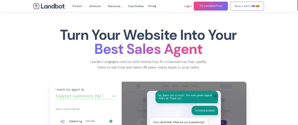 Landbot (Best No-Code Chatbot Builder)