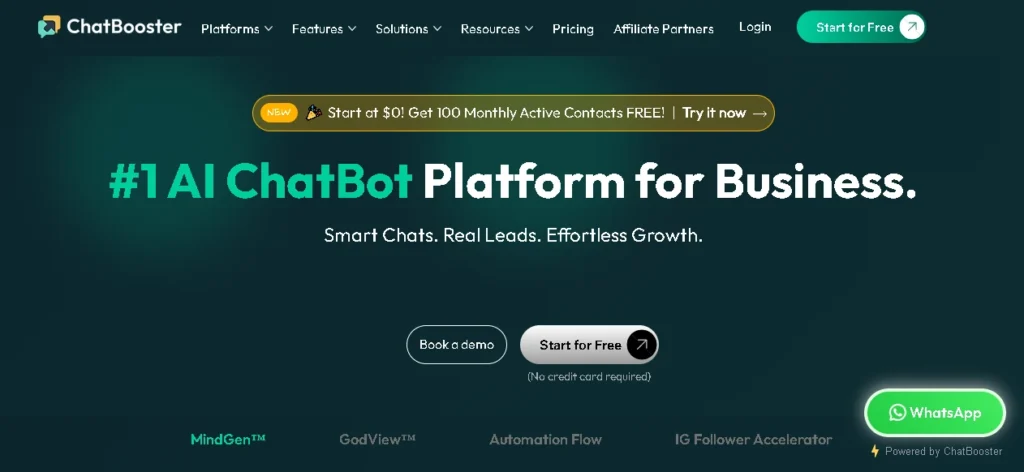 ChatBooster is a cloud-based messaging and chatbot platform built by SMARTSTYLE PTE. LTD. that connects to WhatsApp, Instagram, Facebook Messenger, Threads, LINE, and website live chat, then layers AI and automation on top of those channels.