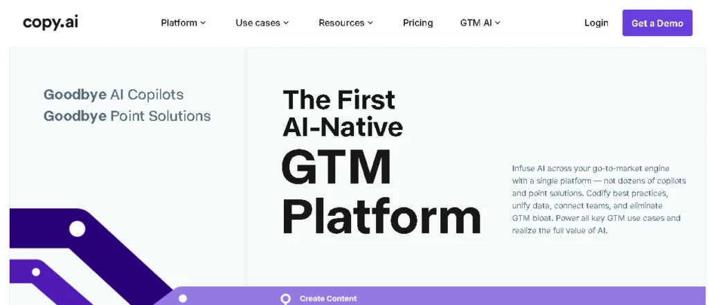 Copy.ai: Best for go-to-market automation