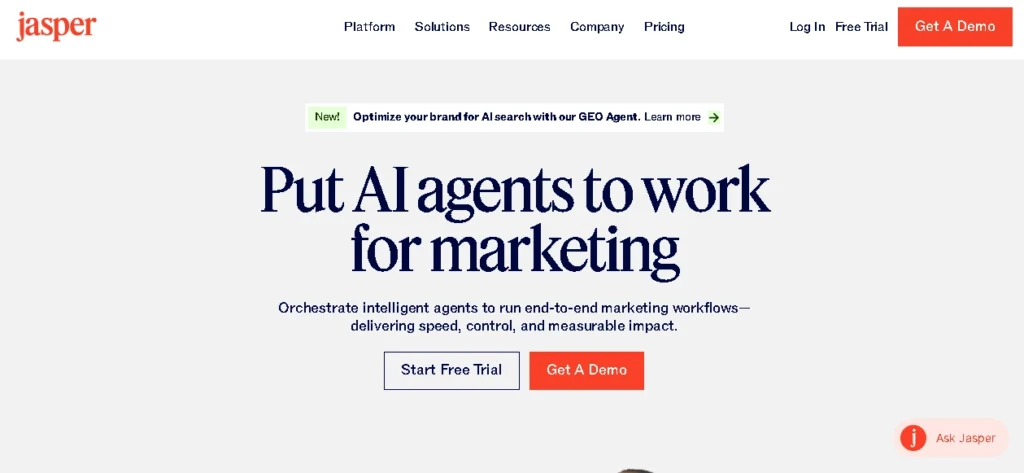 Jasper: Best for brand-consistent marketing content