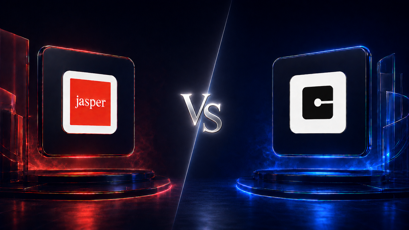 Jasper vs Copy.ai comparison showing the logos of Jasper AI and Copy.ai side by side in a 2026 AI writing tool comparison.